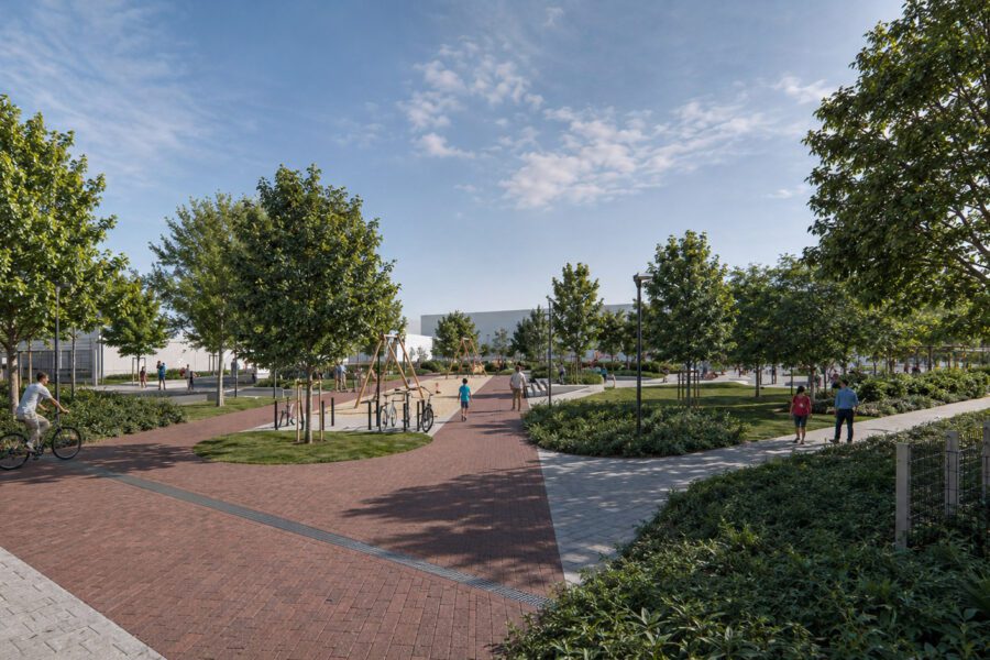 Aktivpark "Große Freizeit" Eingangsbereich und Wegeführung im Sommer