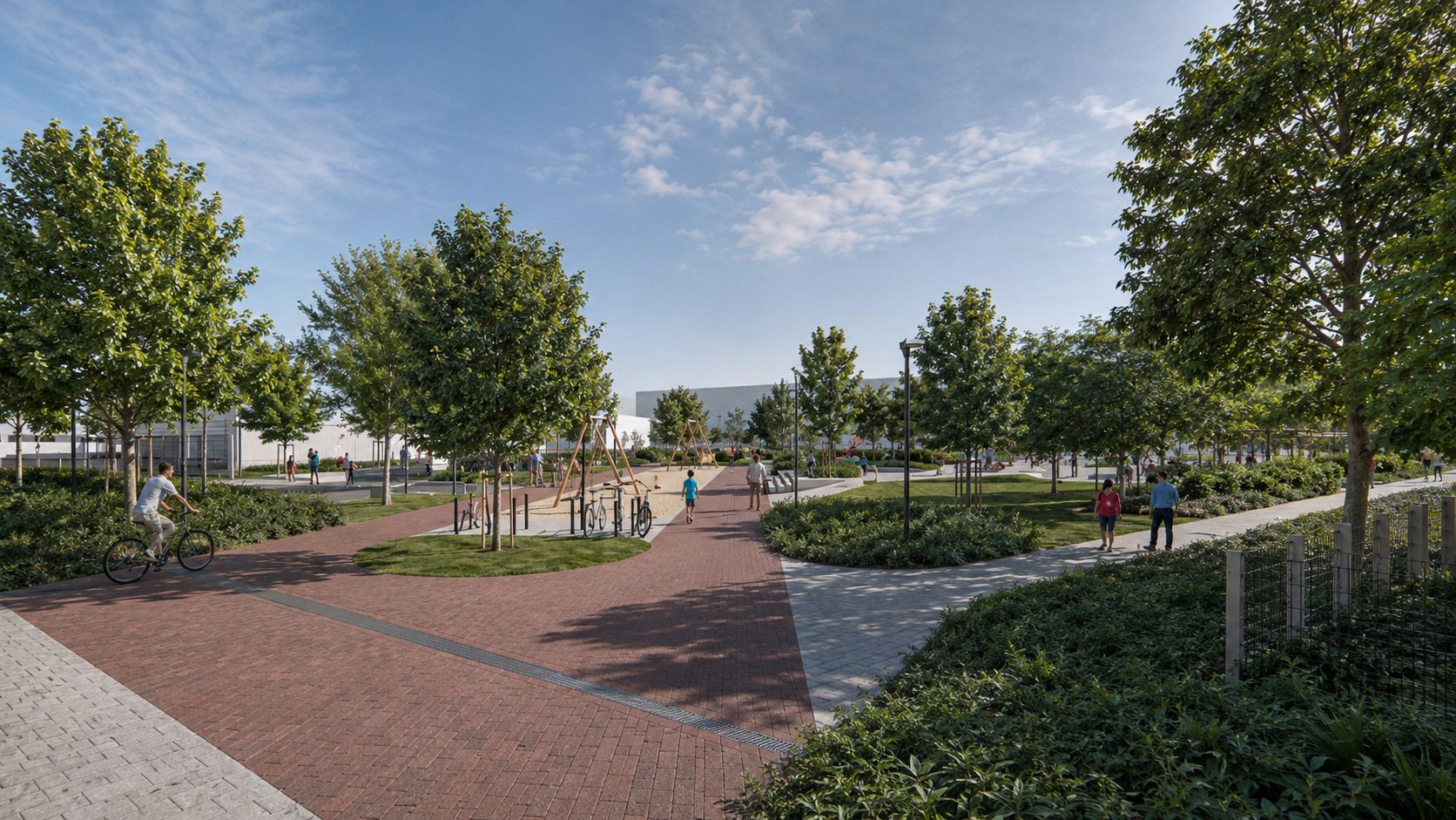 Aktivpark "Große Freizeit" Eingangsbereich und Wegeführung im Sommer